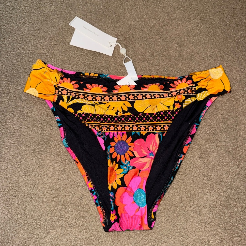 NWT Black and Yellow Floral Bikini Bottoms